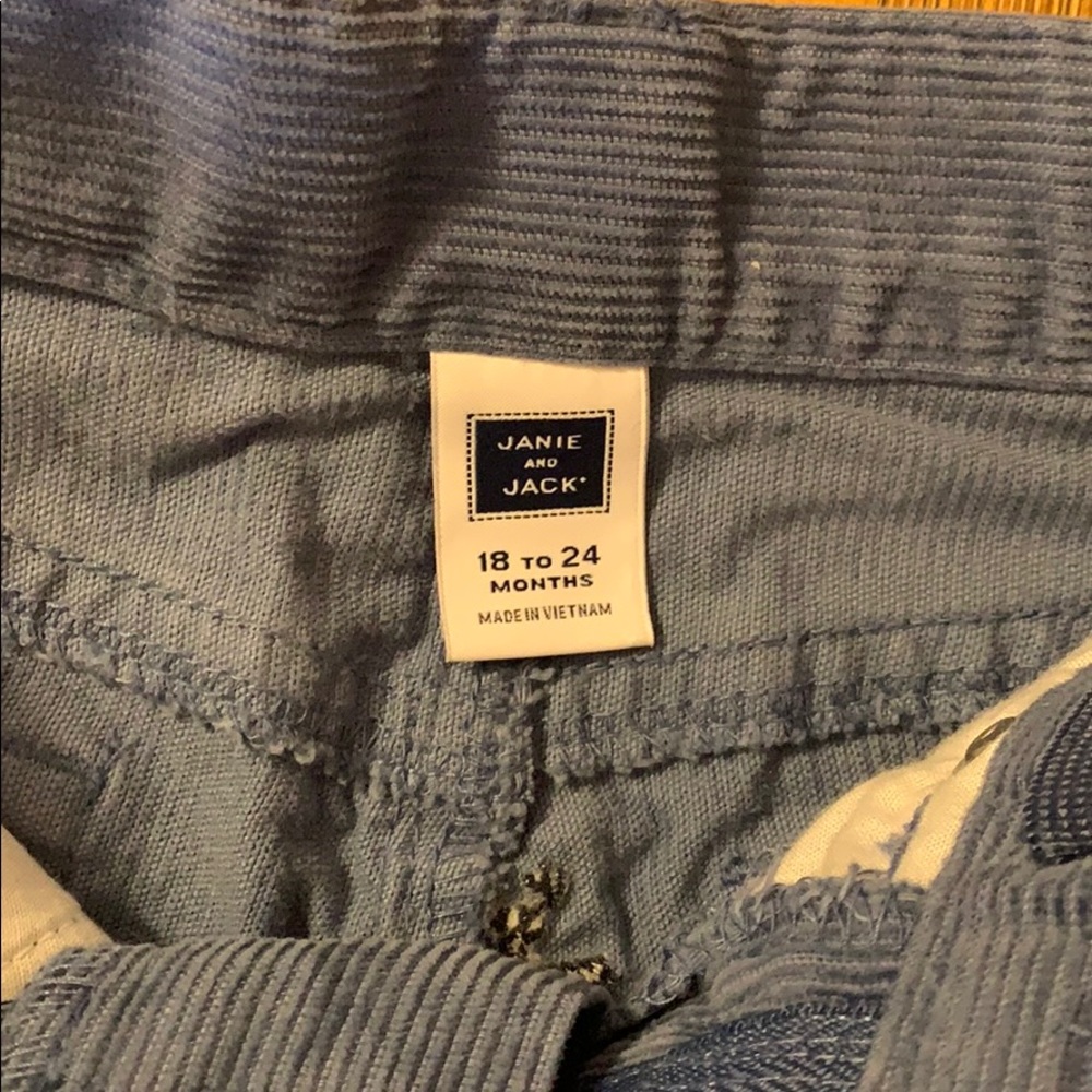 2 Janie & Jack Corduroy pants 18-24 + 2T Reindeer Blue & Solid Gray - Picture 5 of 11